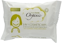 Духи, Парфюмерия, косметика Влажные салфетки 3 в 1, 25 шт. - Simply Gentle Organic 3 In 1 Cosmetic Wipes