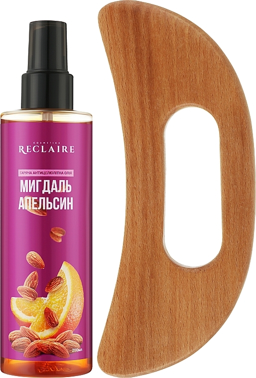 Набір "Мигдаль-апельсин" - Reclaire (b/oil/200ml + b/massager) — фото N1