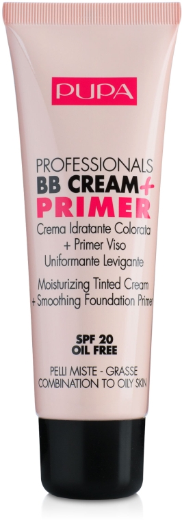 Увлажняющий крем-тон + Основа под макияж с выравнивающим и разглаживающим эффектом - Pupa BB Cream + Primer For Combination To Oily Skin
