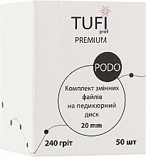 Парфумерія, косметика Змінні файли для педикюрного диска, 20 мм, 240 гріт - Tufi Profi
