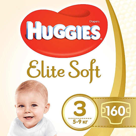 Подгузники "Elite Soft" 3 (5-9кг, 160 шт) Box - Huggies
