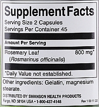Трав'яна добавка "Розмарин" 400 мг, 90 шт. - Swanson Rosemary — фото N4