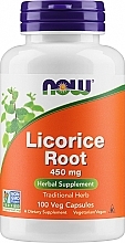 Пищевая добавка "Корень солодки", 450 мг - Now Foods Licorice Root Capsules — фото N1