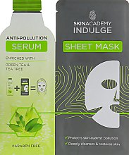Парфумерія, косметика Набір "Маска з сироваткою проти забруднення" - Skin Academy Indulge Anti-Pollution Serum Sheet Mask (ser/25ml + mask)