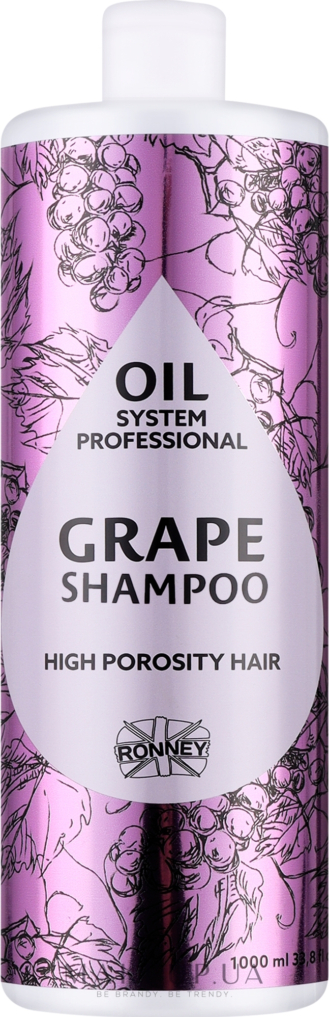 Шампунь для високопористого волосся з олією винограду - Ronney Professional Oil System High Porosity Hair Grape Shampoo — фото 1000ml
