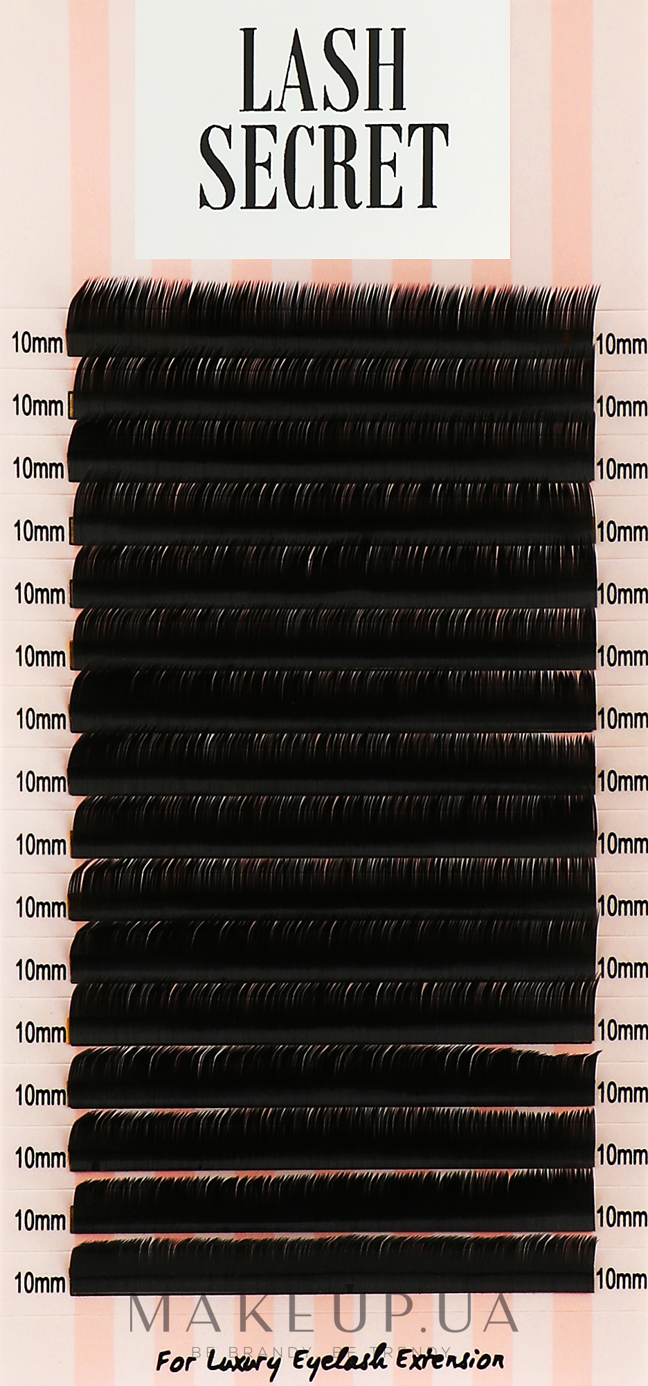 Накладные ресницы, черные, 16 линий (один размер, 0,1, L, 10) - Lash Secret — фото 1уп