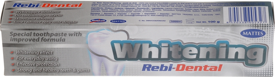 Зубная паста с эффектом отбеливания - Mattes Rebi-Dental Whitening Toothpaste