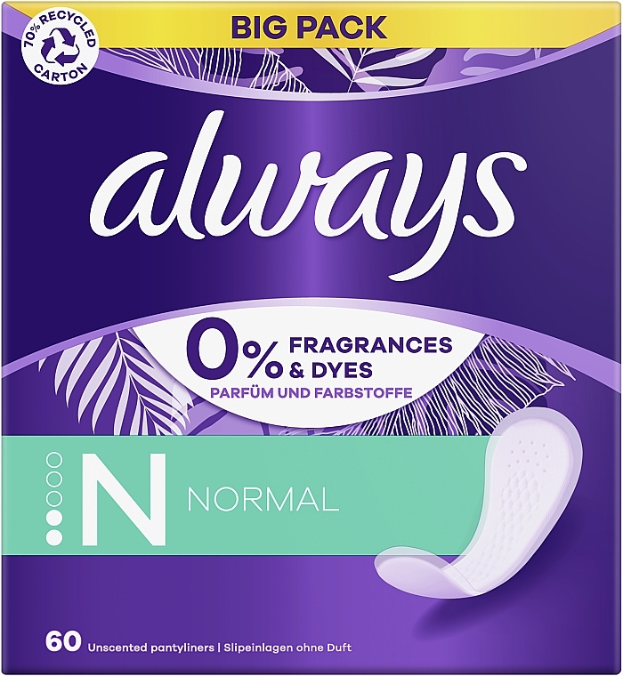 Ежедневные гигиенические прокладки без запаха, 60 шт - Always Daily Fresh Normal — фото N2