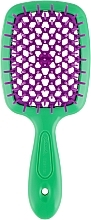 Расческа для волос, зеленая с фиолетовым - Janeke Superbrush With Soft Moulded Tips Small — фото N1