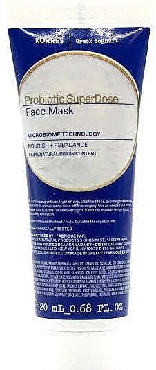 Увлажняющая маска для лица с йогуртом и пробиотиками - Korres Probiotic Superdose Face Mask (мини) — фото N1