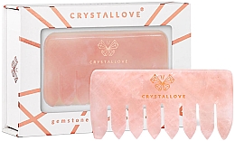 Гребінець для масажу шкіри голови, з рожевого кварцу - Crystallove — фото N1
