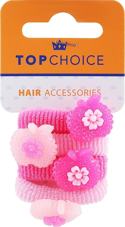 Резинки для волосся 21831, 4 шт., рожеві - Top Choice — фото N1