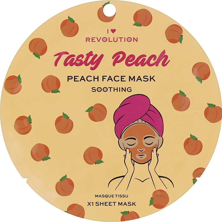 Успокаивающая тканевая маска - I Heart Revolution Peach Soothing Printed Sheet Mask — фото N1