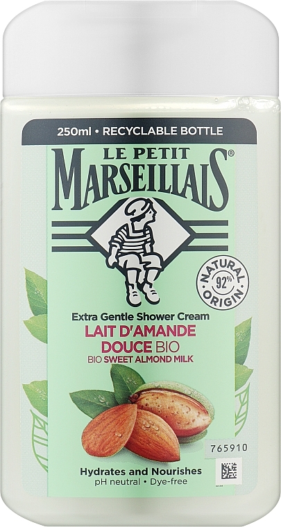 Биогель для душа "Сладкий миндаль" - Le Petit Marseillais Bio Sweet Almond Milk Extra Gentle Shower Cream
