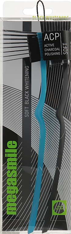 Зубная щетка "Блек Вайтенинг Soft", синяя + черная - Megasmile Soft Black Whitening — фото N1