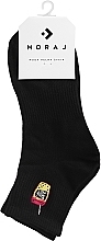Духи, Парфюмерия, косметика Женские короткие носки с вышивкой Fast Food, CSL200-125, черные со стаканчиком - Moraj