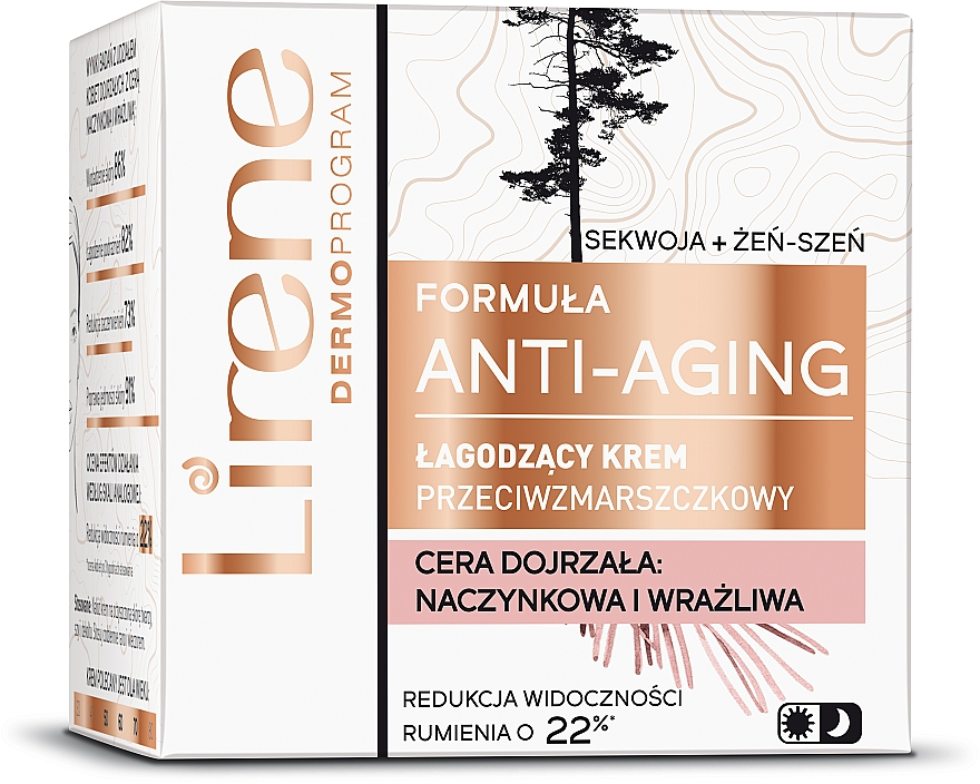 Успокаивающий крем для лица от морщин "Секвойя и женьшень" - Lirene Formula Anti-Aging — фото N1