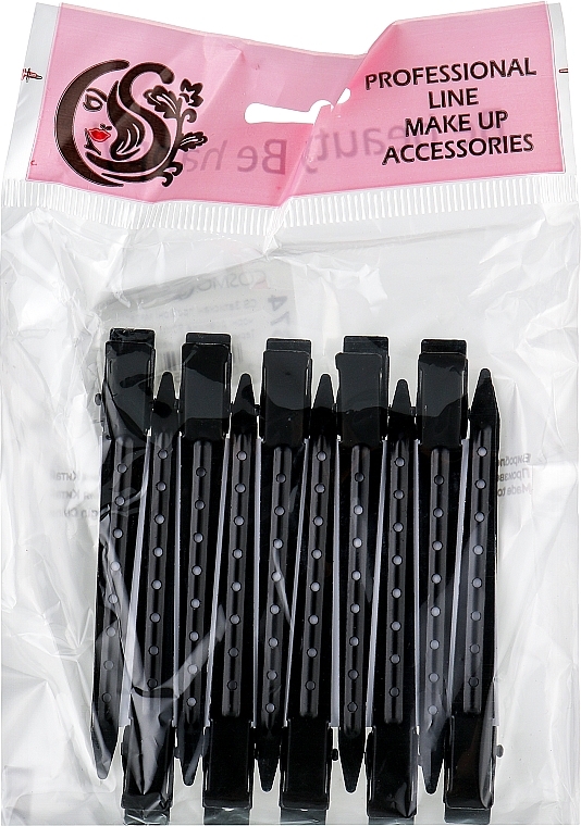 Проділові затискачі для волосся, металеві, чорні - Cosmo Shop — фото N1