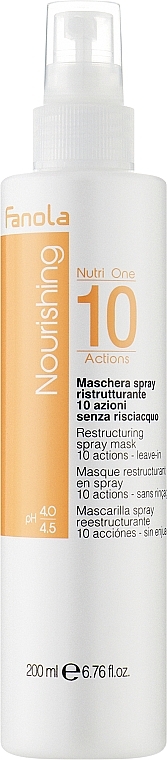 Відновлювальна маска-спрей для волосся, без змивання, PH 4,0-4,5 - Fanola Nourishing Nutri One 10 Actions Restructuring Spray Mask — фото N1