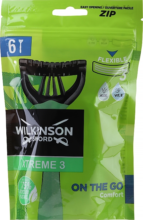 Одноразовые станки для бритья, 6 шт. - Wilkinson Sword Xtreme 3 Duo Comfort — фото N1