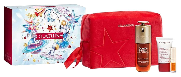 Набір - Clarins Double Serum Collection Gift Set (ser/30ml + balm/15ml + lip/oil/1,4ml + bag/1pc) — фото N1