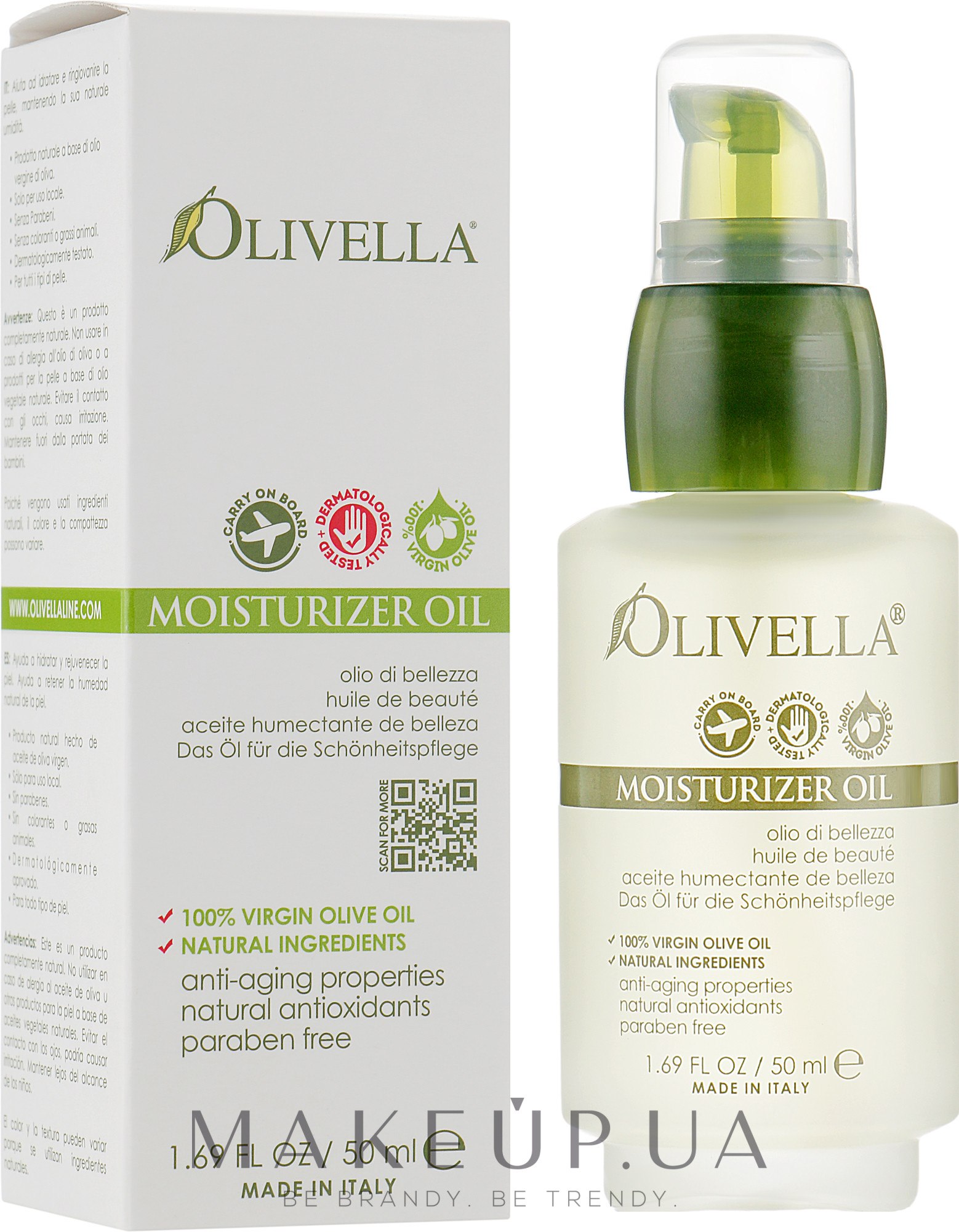 Зволожувальна олія для обличчя і тіла - Olivella All Natural Virgin Olive Oil Moisturizer — фото 50ml