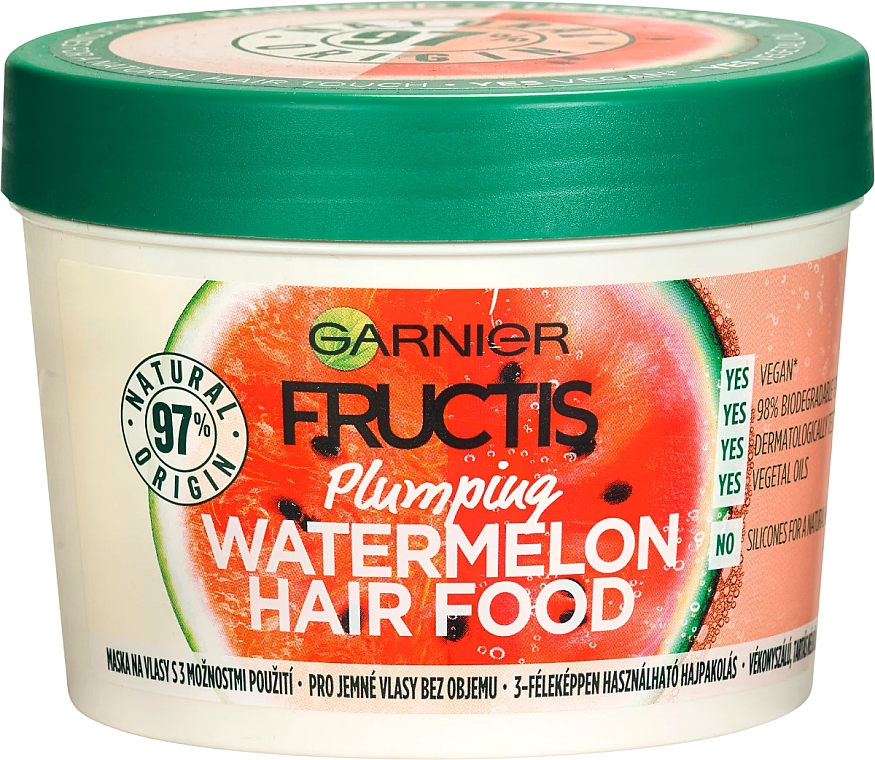 Маска для волос - Garnier Fructis Hair Food Plumping Watermelon Mask — фото N1