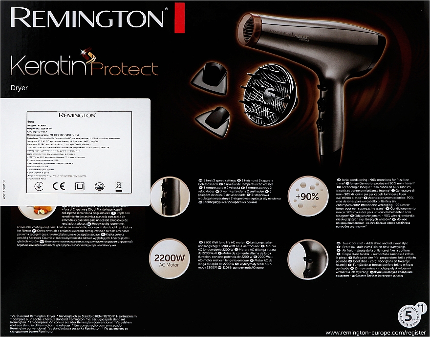 Фен для волос - Remington AC 8002 Keratin Protect — фото N3