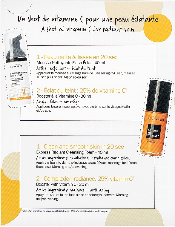 Набор "Идеальное сияние с витамином С 25%" - Novexpert Radiant Up Skin Box (foam/40ml + serum/30ml) — фото N3