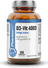 Пищевая добавка "D3-Vit 4000", капсулы - Pharmovit Clean label D3-Vit 4000 Softgel Active — фото N1