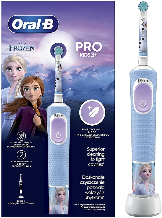 Электрическая зубная щетка детская, голубая - Oral-B Vitality Pro Kids 3+ Frozen — фото N1