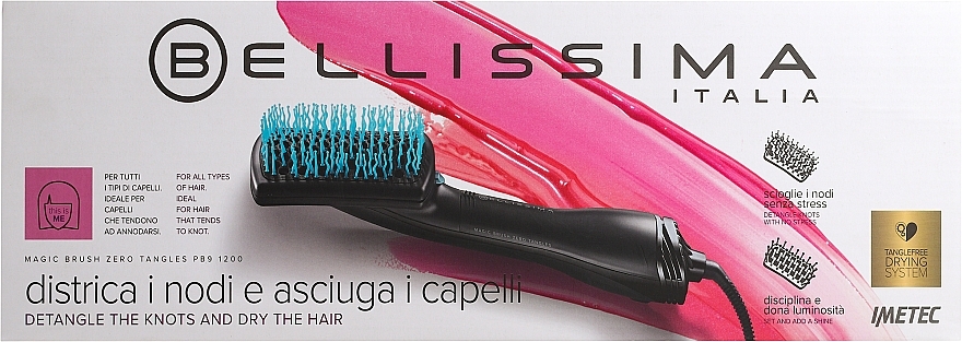 Щітка-випрямляч для волосся - Imetec Bellissima Magic Brush Zero Tangles 11507 Hot Air Hair Brush 2in1 — фото N1