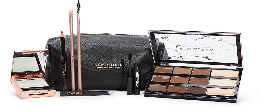 Подарунковий набір для макіяжу брів, 8 предметів - Makeup Revolution Brow Shaping Kit With Bag Gift Set — фото N1