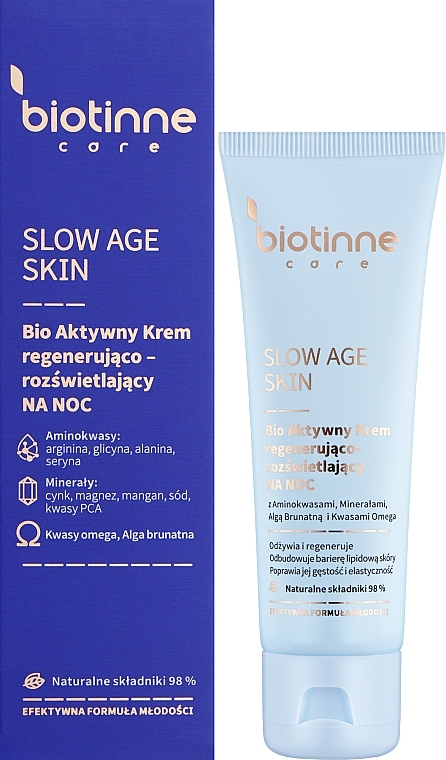 Біоактивний нічний крем, що регенерує і освітлює - Biotinne Care Slow Age Skin — фото N1