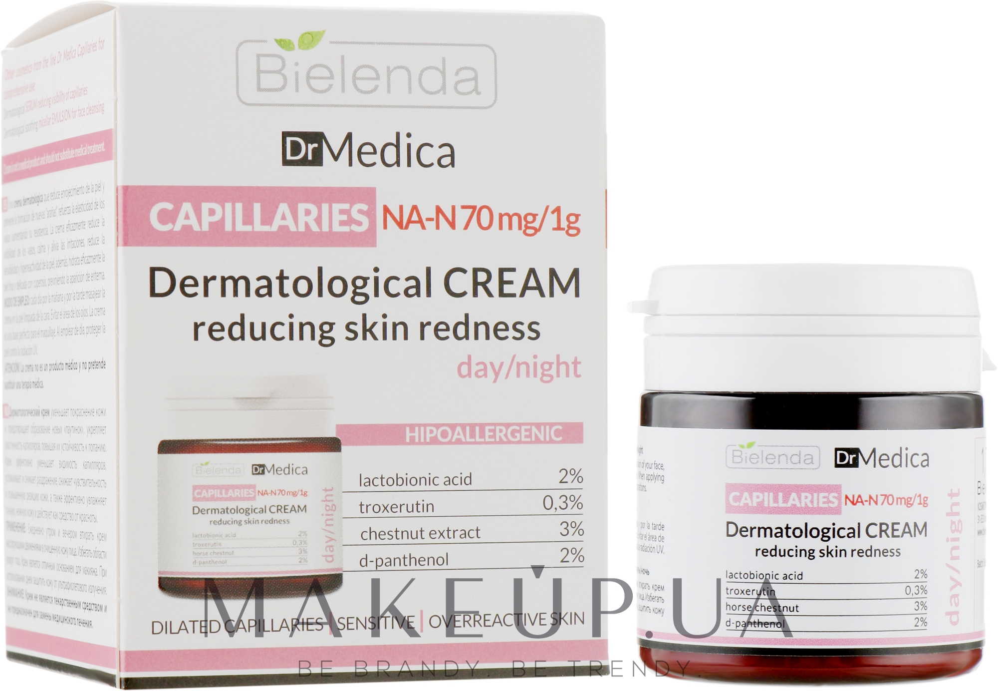 Дерматологічний крем для зменшення почервонінь, гіпоалергенний - Bielenda Dr Medica Capillaries Dermatological Redness Reducing Cream — фото 50ml
