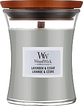 Ароматична свічка у склянці - WoodWick Lavender and Cedar Candle — фото N1
