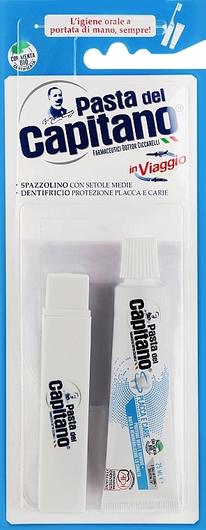 Набор - Pasta Del Capitano Teeth Travel Kit (toothpast/25ml + toothbrush/1pc) — фото N1