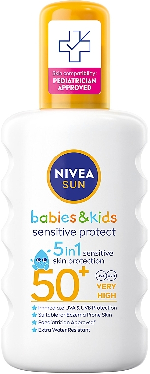 Детский солнцезащитный спрей "Защита для чувствительной кожи" SPF 50+ - NIVEA SUN Babies&Kids Sensitive Protect 5in1