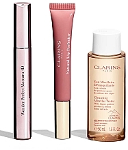 Набір - Clarins Wonder Perfect Mascara 4D Set (mascara/8ml + micellar/water/50ml + lip/gloss/12ml + bag) — фото N2