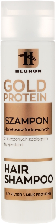 Шампунь для окрашенных волос - Hegron Gold Protein Hair Shampoo — фото N1