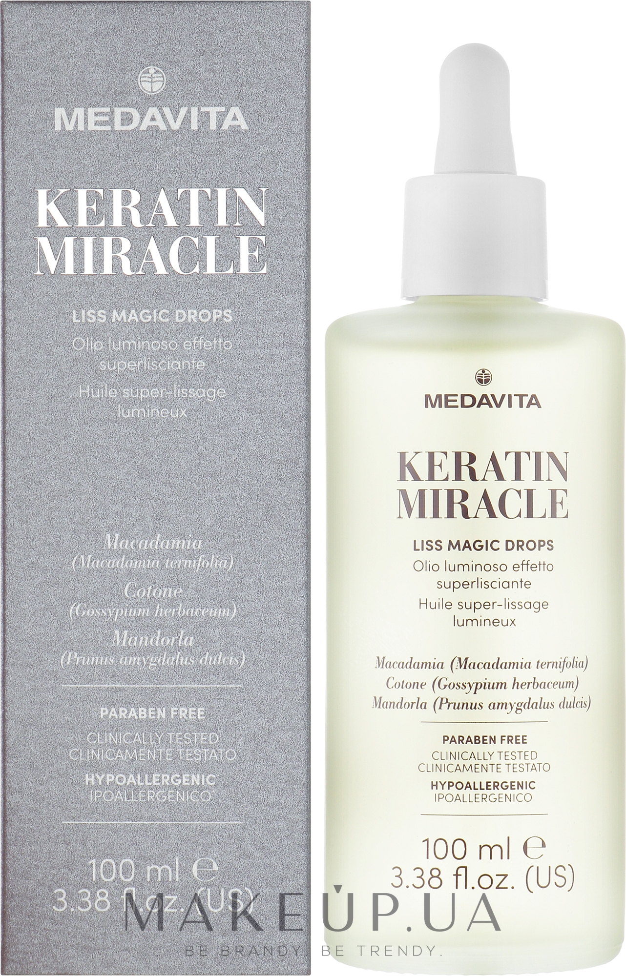 Разглаживающие капли для волос - Medavita Keratin Miracle Liss Magic Drops — фото 100ml