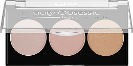Палетка хайлайтеров для лица - Quiz Cosmetics Beauty Obsession Palette 61 Highlighter — фото N1