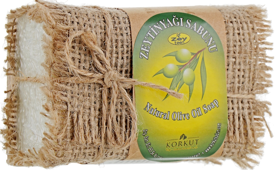 Натуральное оливковое мыло "Олива" на деревянной подставке - Olivos Korkut Olive Oil Soap With Wooden Dish