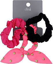 Парфумерія, косметика Резинки для волосся "Метелик", AT-14, малинова+чорна+рожева в горошок - Dini Every Day