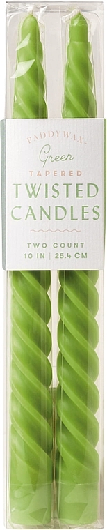 Витая свеча, 25,4 см - Paddywax Tapered Twisted Candles Green — фото N1