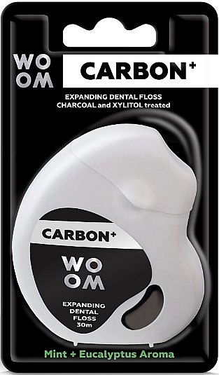 Зубна нитка зі смаком м'яти та евкаліпта, 30 м - Woom Carbon+ Expanding Floss — фото N2