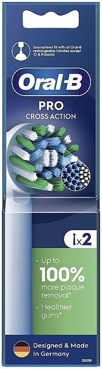 Сменная насадка для электрической зубной щетки, 2 шт. - Oral-B Pro Cross Action White — фото N2