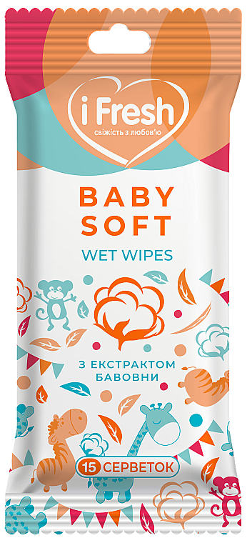 Вологі серветки дитячі з екстрактом бавовни - IFresh Baby Soft Wet Wipes — фото N1