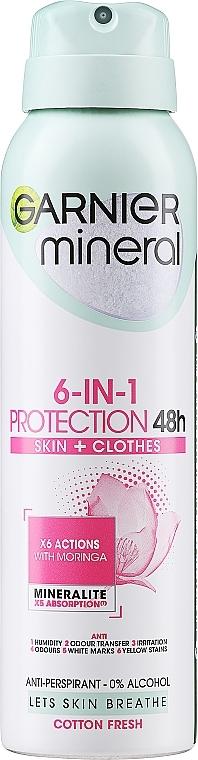 Дезодорант-антиперспирант для тела "Защита 6. Нежность Хлопка" - Garnier Mineral Deodorant 