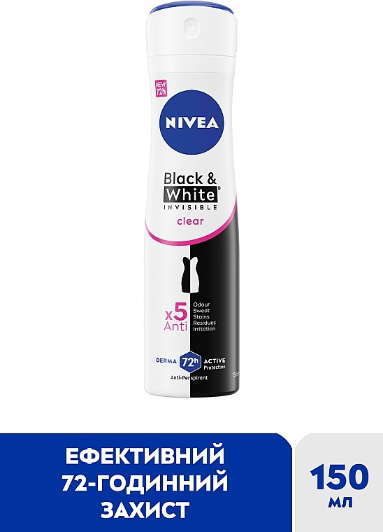 Антиперспірант "Чорне та Біле невидимий: прозорий" - NIVEA Black & White Invisible Clear Anti-Perspirant — фото N2